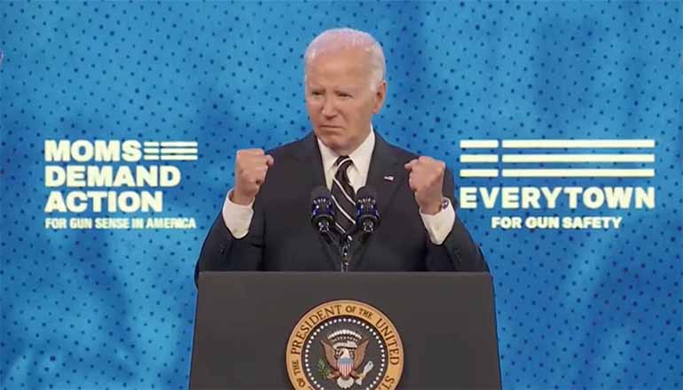 President Joe Biden speaks Tuesday to a conference hosted by Everytown for Gun Safety. (Screenshot from CSPAN livestream.)