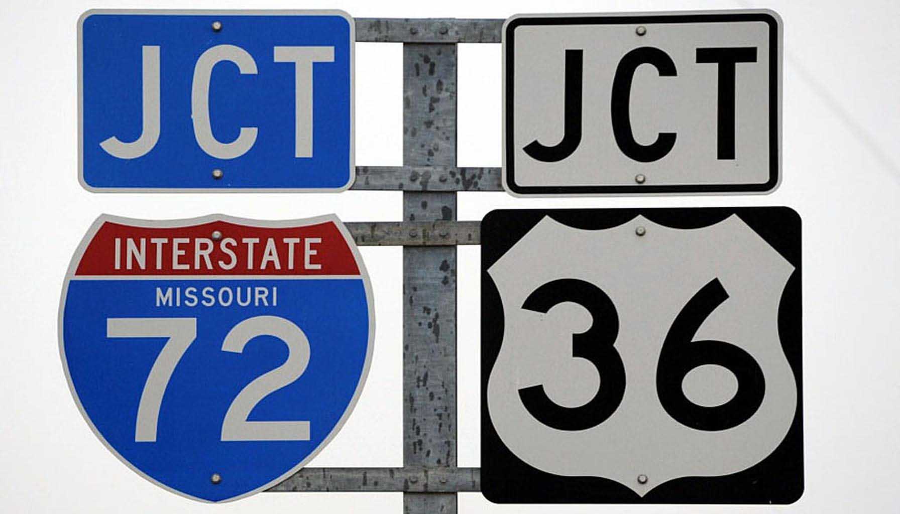 Missouri Highway 36 and Highway 72 road sign news graphic