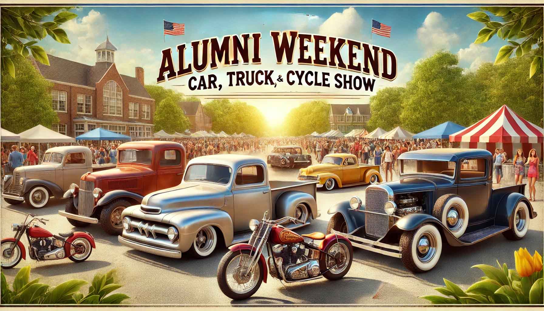 Alumni Weekend Car Truck and Cycle Show News Graphic