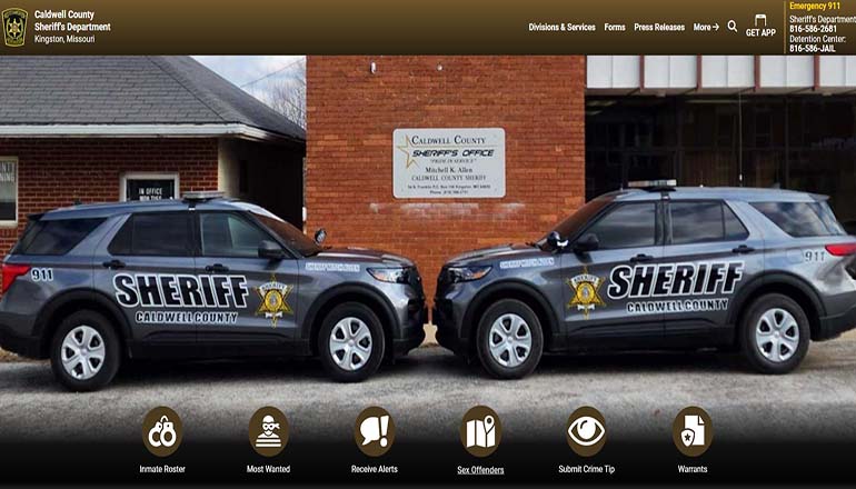 Screenshot of Caldwell County Sheriff website